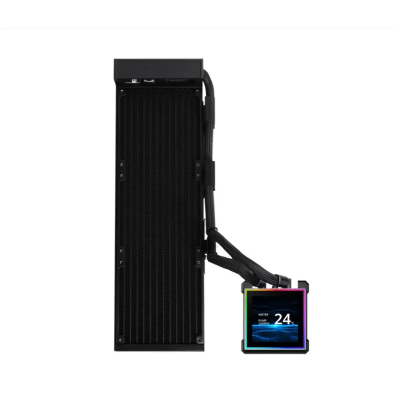 Integrated water-cooled radiator, fanless version, black, square screen