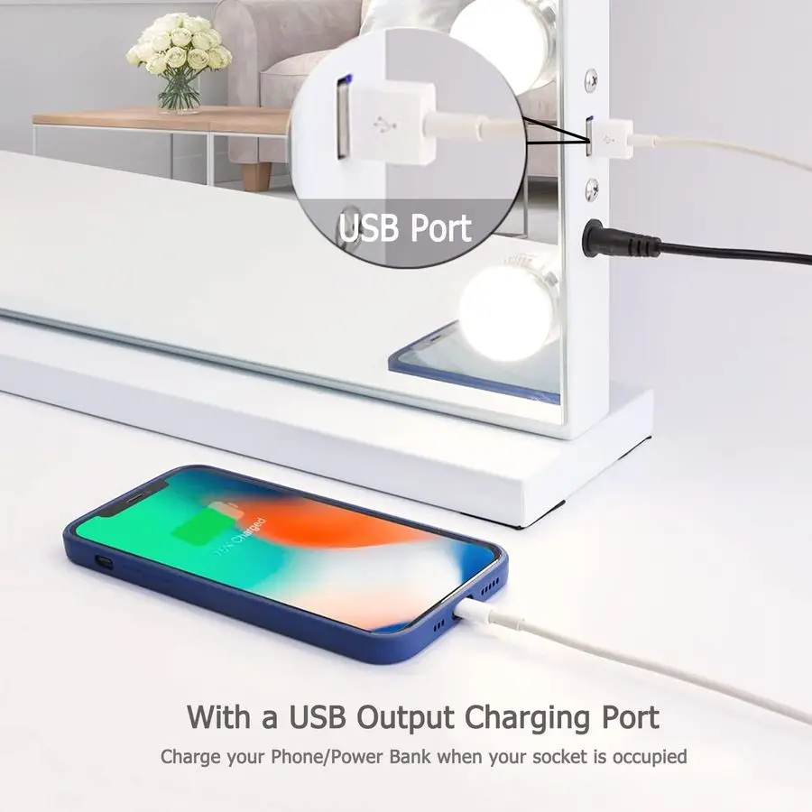 مرآة فانيتي مع أضواء ومكبر صوت بلوتوث 32x 22.8 مرآة مكياج هوليوود مع 18 لمبة LED، مرآة كبيرة مضاءة مع 3 #3