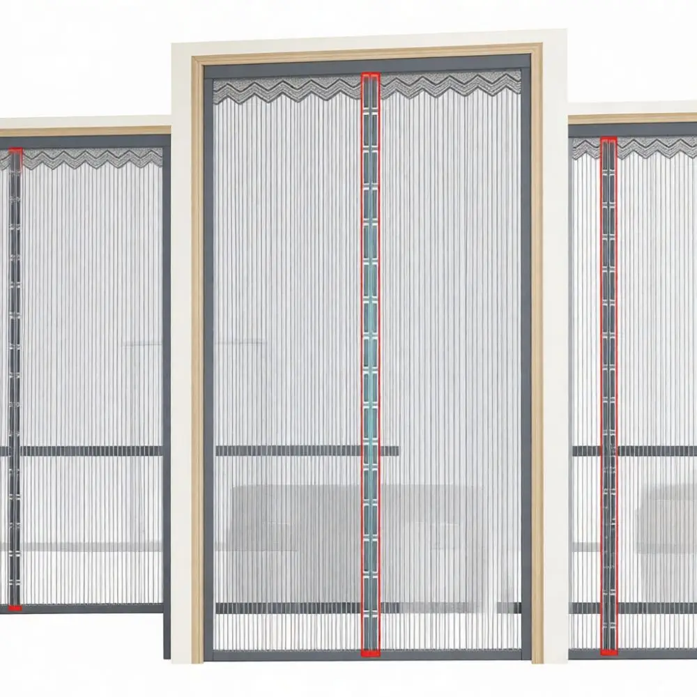 Reinforced Magnetic Screen Door Mesh Curtain Breathable Anti Mosquito Net For Home Entrance Easy Assemble Strong Seal Strips