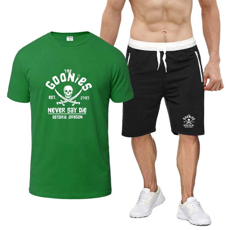

The Goonies Never Say Die 2025 Men's Summer New Eight-color Short-sleeved Set Casual T-shirt Top + Sweatpant Two-piece Suit