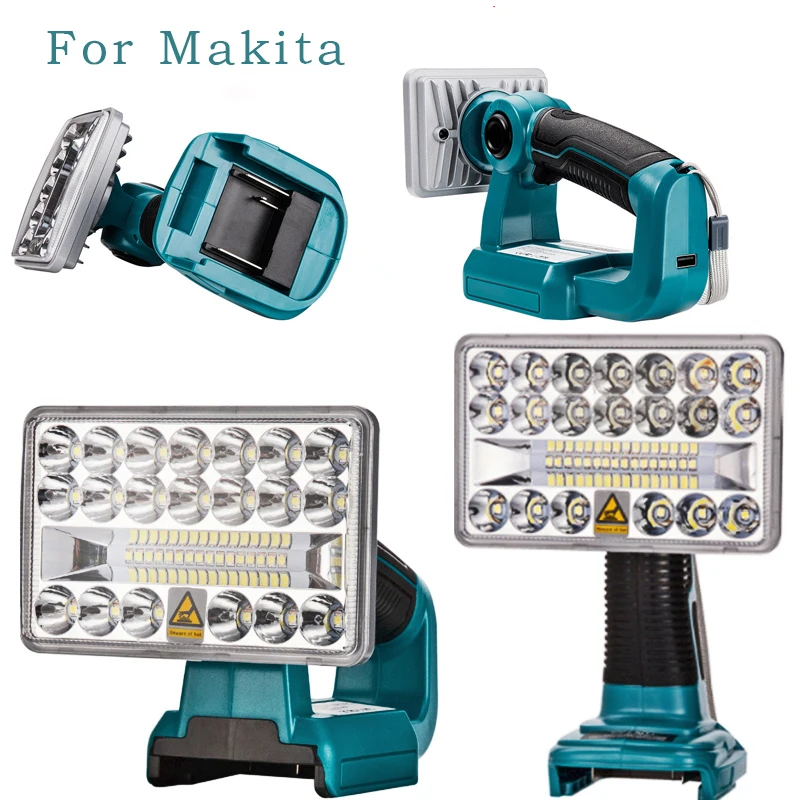 18V LED Flashlight Outdoors Spotlight Light USB For Makita 12W 18W V Li-ion Battery BL1830 BL1430 BL1845 LXT400