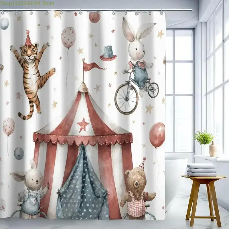 

Занавеска для душа в ванную комнату, 1 шт., для дня рождения, с изображением клоуна, в комплекте 12 крючков, 180*180 см, H