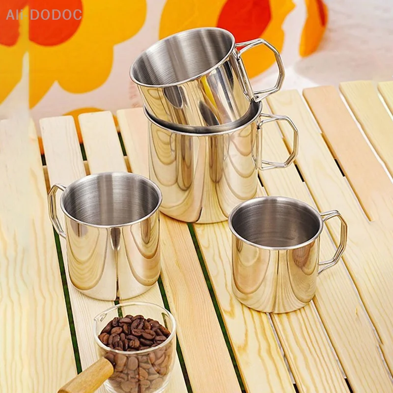 

304 Stainless Steel Water Cup Outdoor Camping Cup Camping Cup Portable Folding Handle Cup Mountaineering Picnic Cup