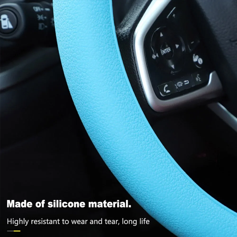 Car Silicone Steering Wheel Cover Four seasons Universal Elastic Glove Cover Texture Soft Multi Color Auto Decoration Accessorie