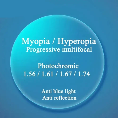 CCspace un par de lentes ópticas antirreflejos fotocromáticos progresivos multifocales miopía hipermetropía 1,56 1,61 1,67 1,74 índice