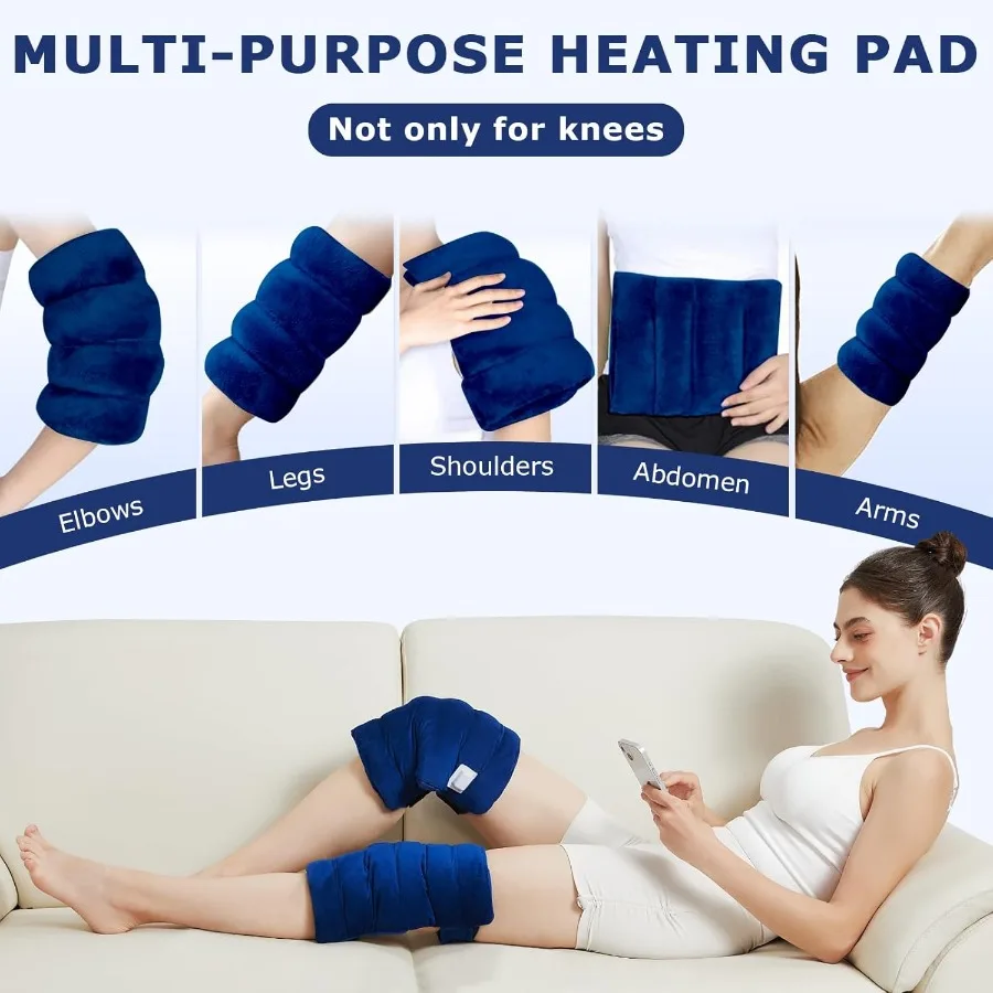 Coussin chauffant pour soulager la douleur au genou avec plage de température réglable de 86 à 158 et 30 secondes, chauffage rapide, chaleur douce des jambes