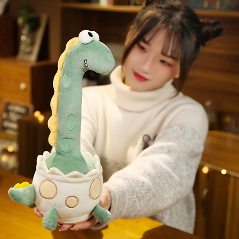 Elektryczny pluszowy dinozaur dla niemowląt, śpiewający, świecący, miękka poduszka do rzucania, dekoracje, prezent urodzinowy dla dzieci.