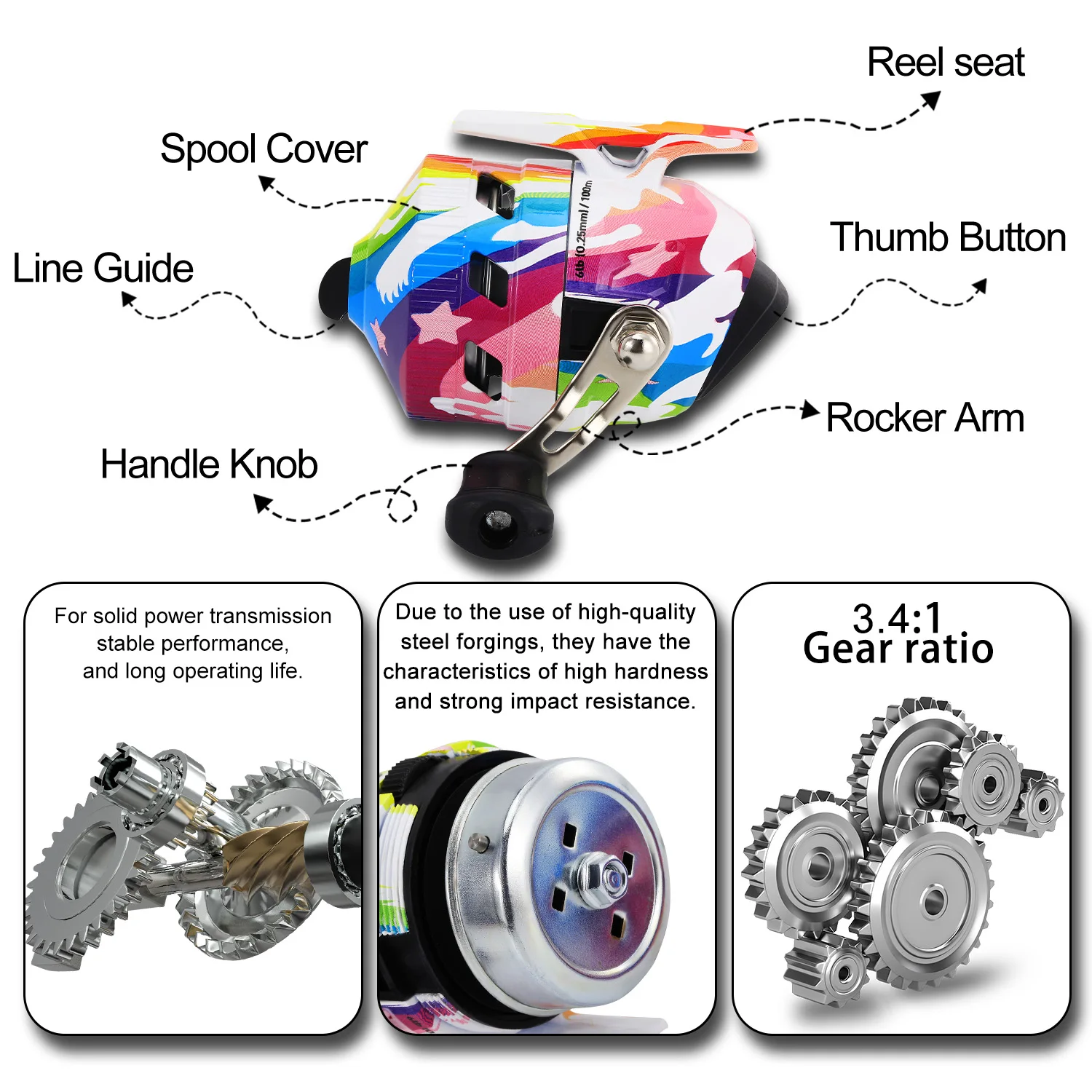 Sougayilang Spincast Fishing Reel 3.4:1 Gear Ratio Built in High Power Line can replace Catapult Hunting Shooting Closed Reel ﻿