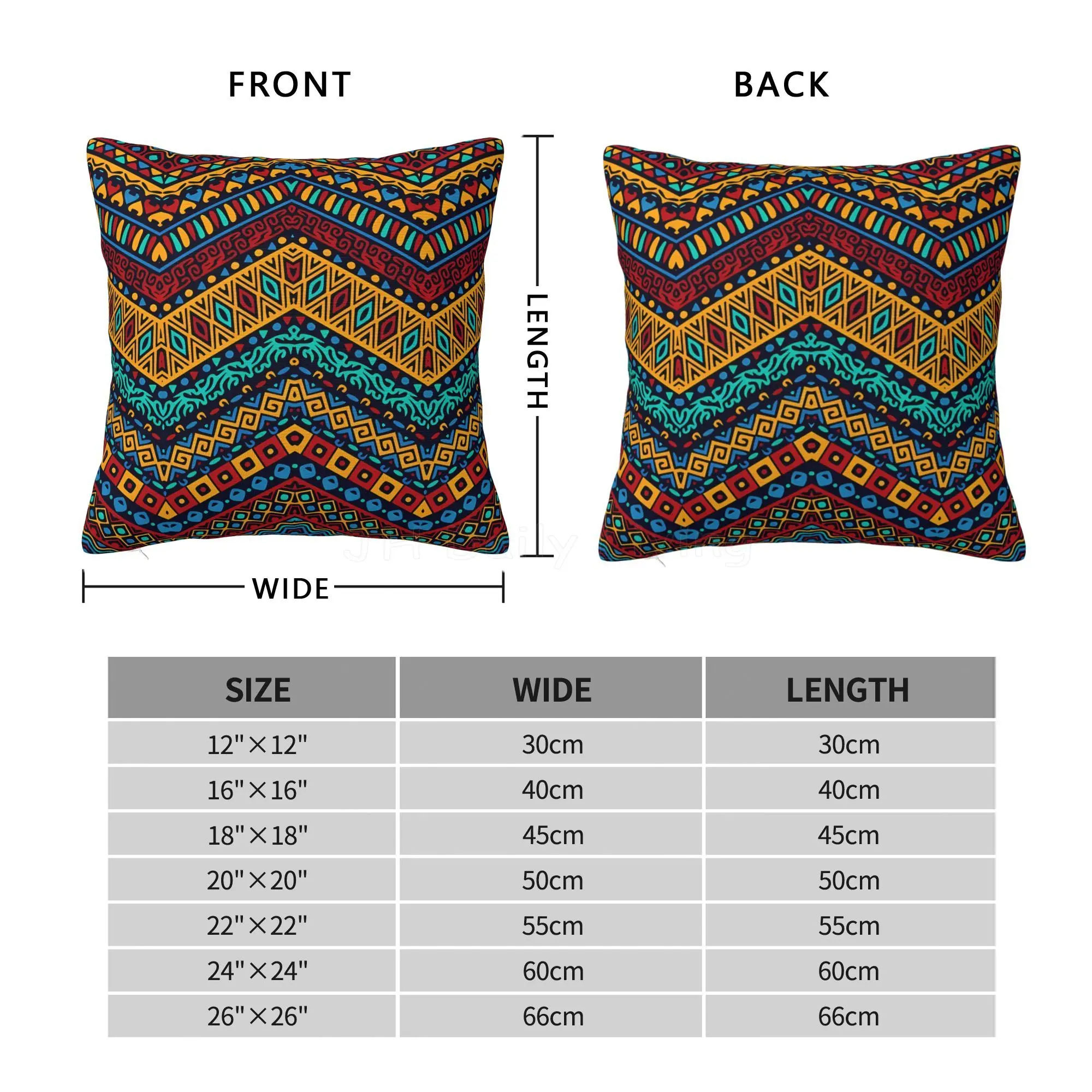 Boho African Ethnic Tribal Geometric Pattern Square Throw Pillow Cover Pillow Case Cushion Cover for Home Car Decorative 18x18in