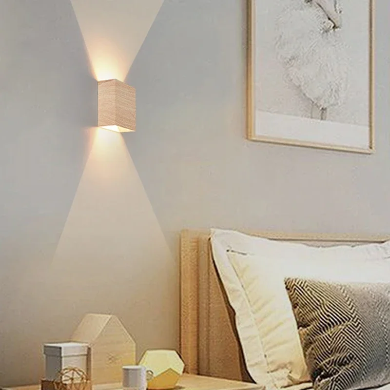 Creative Wood Led Wall Lamp Emitting Light UpandDown Artistic Background Entrances Stairs Balconies Atmosphere Lighting Fixtures