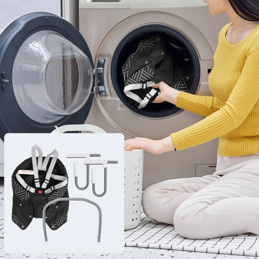 Seggiolone portatile con gancio e vassoio per neonati e bambini piccoli, adatta al tavolo, seggiolino per l'alimentazione in striscia nera