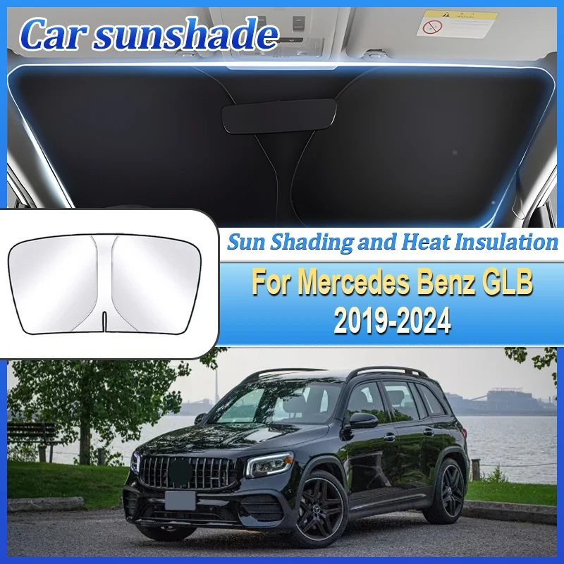 抗-uv-メルセデスベンツ-glb-x247-2019-〜-2024-車の日焼け止め鋼リングフロントガラスサンシェードバイザー太陽自動車アクセサリー