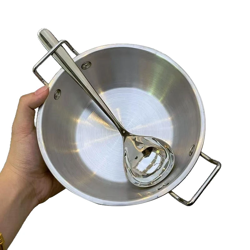 Cookware Saucepan Dry Pots With Handle For Kitchen Stainless Steel Seafood Rice Pot Home Cooking Paella Pan Picnic Snack Plates
