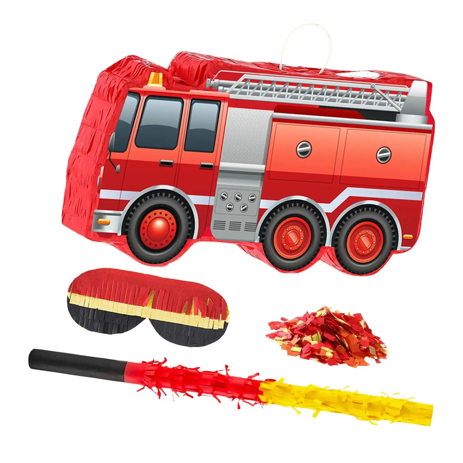 Fire Truck Themed Birthday Decor Candy Prop Toy Pinata Set Party Items for Children Celebrations and Games