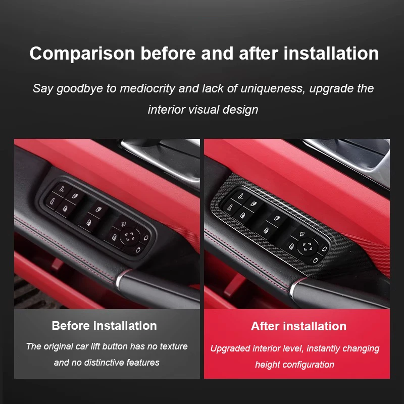For Porsche Panamera 2017 Cayenne 2018-2024 Real Carbon Fiber Car Door Window Lift Switch Decorative Frame Protective Accessory