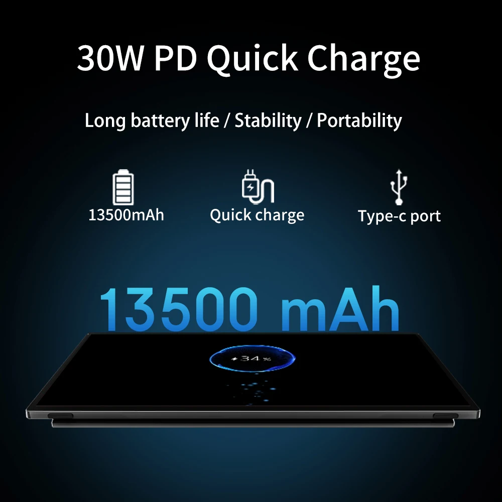 Monitor Portabel Layar Sentuh 16 inci FHD Baterai 13500mAh 350nits Dapat Disesuaikan Secara Bebas Perluasan Layar untuk Laptop PC macOS Ponsel Dengan Tas