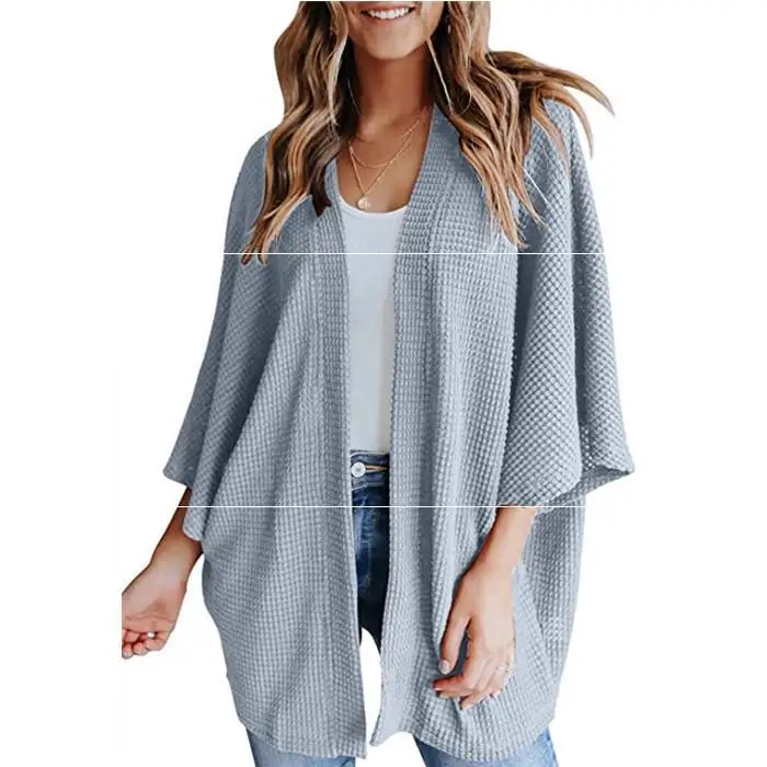 Damen Open Cardigan Pullover Strickoberteil T-Shirt Five Sve Bubble Sve T-Shirt Acetatfaser Herbst Faion Freizeitkleidung
