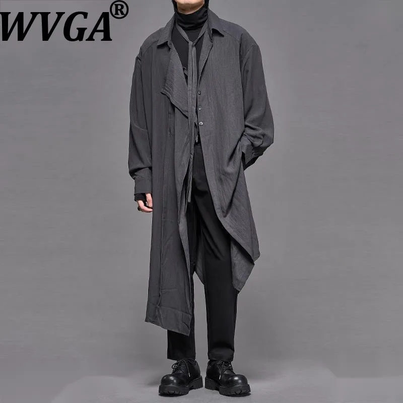 

WVGA Spring Autumn New Man Tide Darkwear Irregular Yamamoto Mid-Length Trench Coat Niche Chic Casual Long Sleeved Jackets W14074