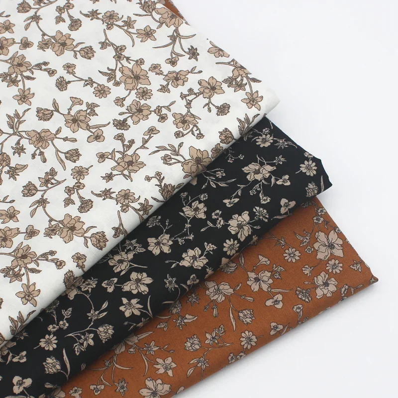 

145x50cm Creamy Coffee Color Scheme Paired with Fabric, Pure Cotton Handmade DIY Children's Clothing Fabric Set Sewing Cloth