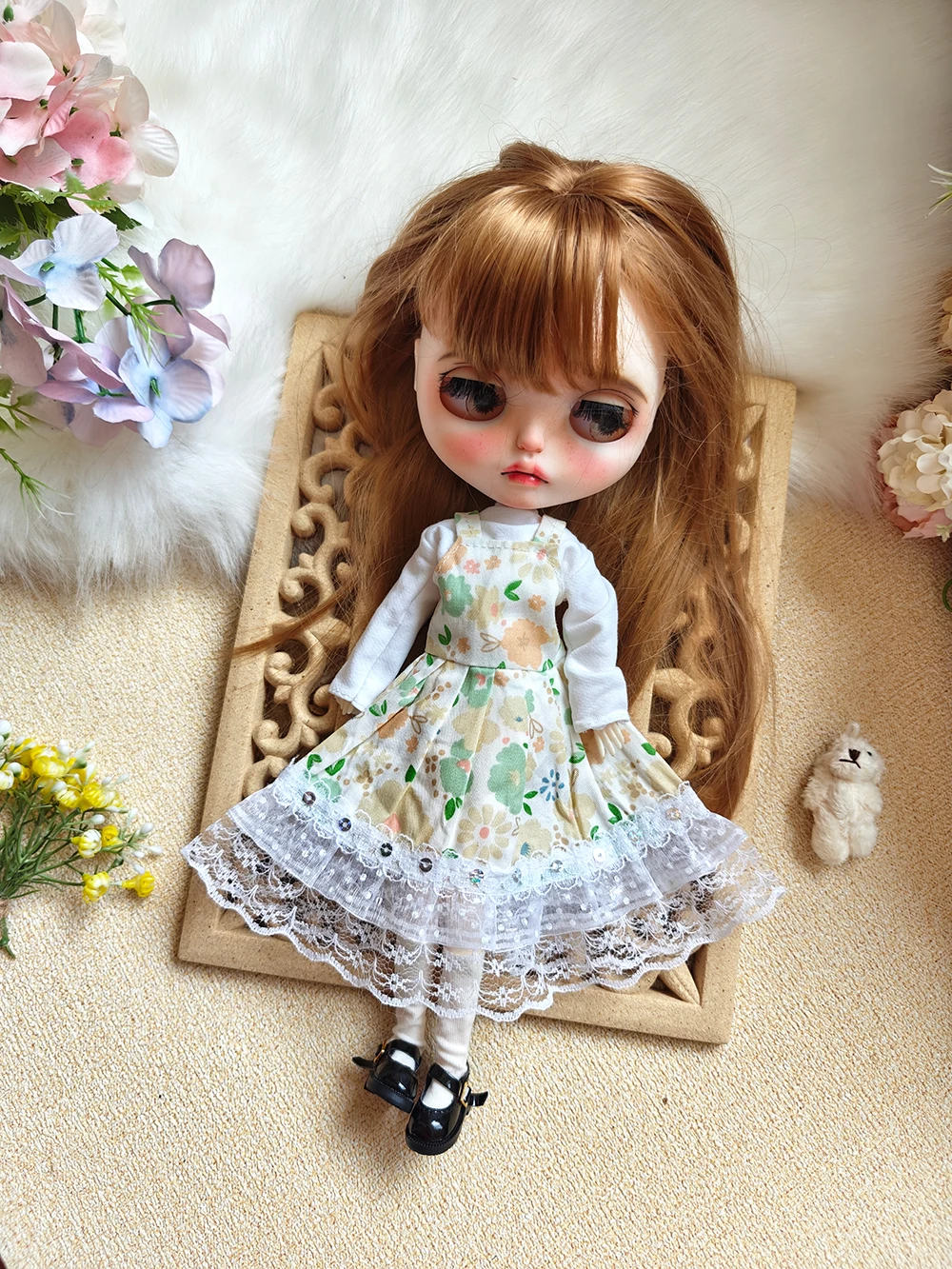 

New Blythe Doll clothes Multi colored floral skirt set handmade OB22 OB24 AZONE Blythe Doll Accessories Dress blythe clothing