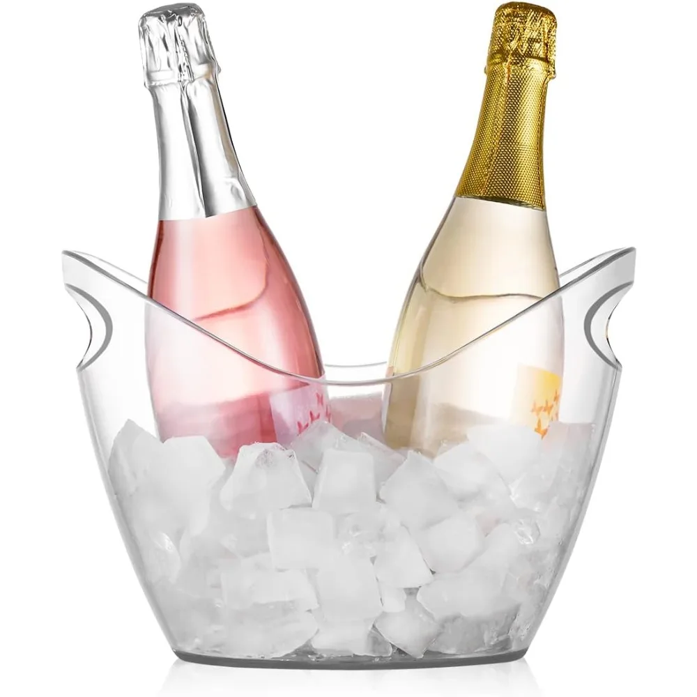 cubo de hielo para fiestas o bar, bañera de bebidas de plástico transparente de 3,5 litros, perfecto para 2 botellas de champán/cerveza/vino o bebidas. hielo acryli