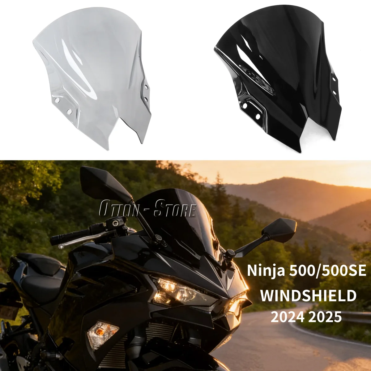 

Motorcycle Windshield WindScreen Fairing Screen Protector Wind Deflector For KAWASAKI Ninja 500 SE 2024 2025 Ninja500 NINJA500