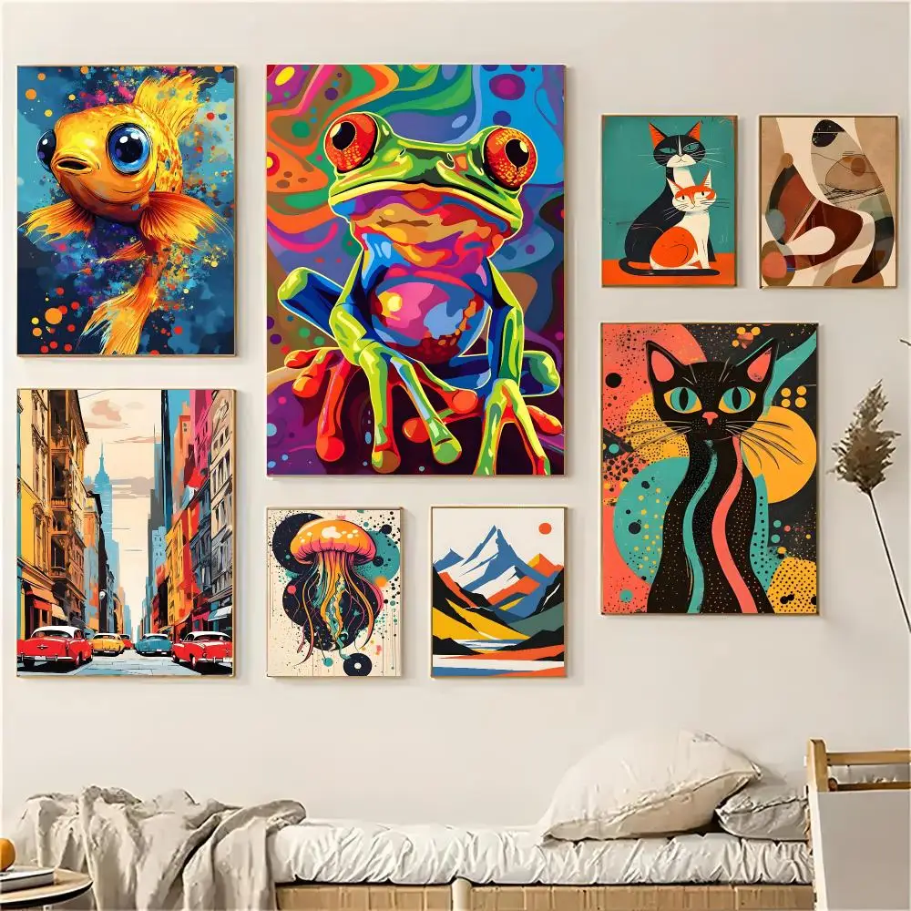 Abstract Art Poster Self-adhesive Decal Living Room Bedroom Party Bar Decor Moisture-proof Fade-resistant