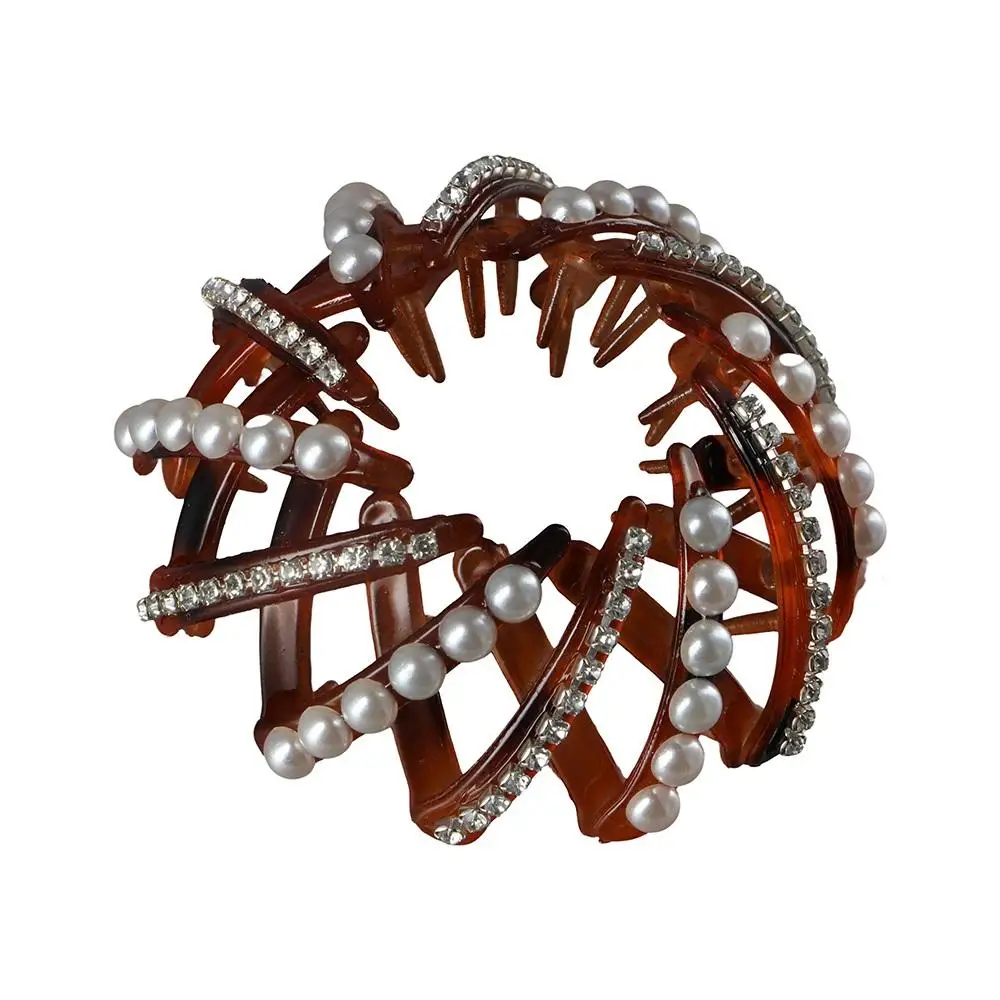 

Design Rhinestone Girls Hair Fixed Headdress Women Ponytail Buckle Korean Style Hair Claw Bird Nest Bun Maker Pearl Hair Ring