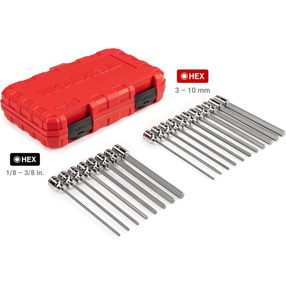 3/8 Inch Drive Long Hex Bit Socket Set, 19-Piece (1/8-3/8 in., 3-10 mm) | SHB91315