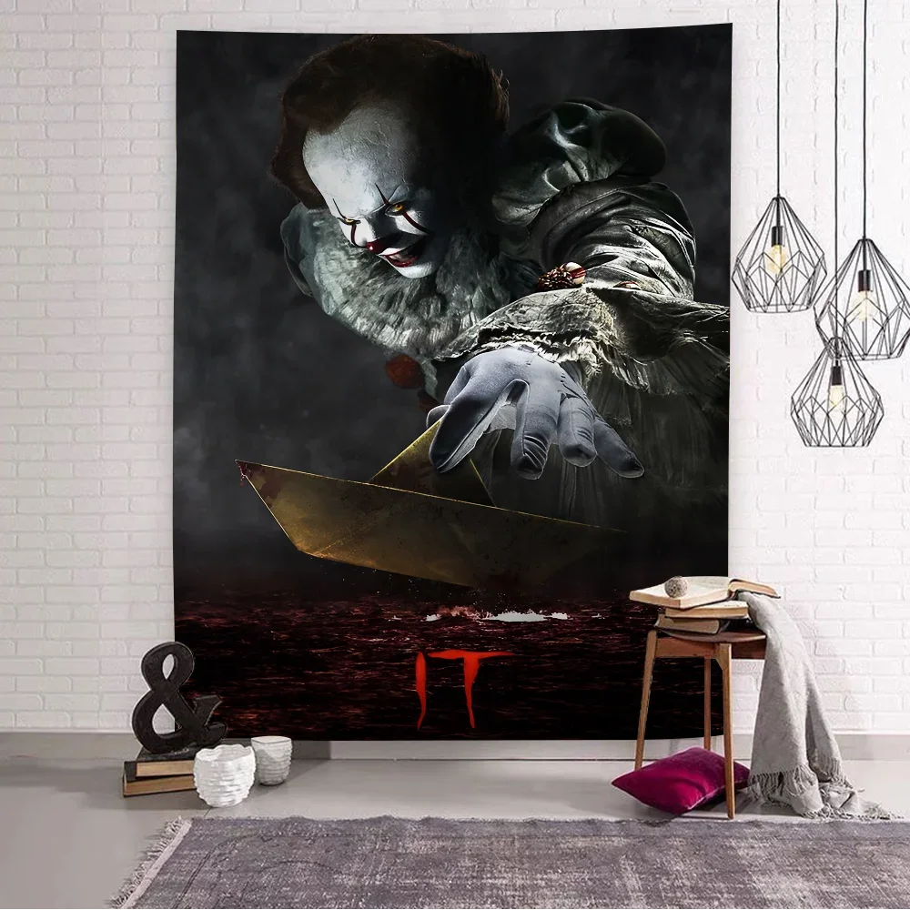 Stephen King S It P-pennywise Classic Vintage Wall Tapestry Hanging Tarot Hippie Wall Rugs Dorm Wall Hanging Sheets