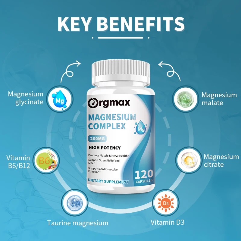 Magnesium Blend Capsules 3In1 Powerful Formula High Potency Absorption Digestion Sleep Muscle&Bone Health Magnesium Glycinate