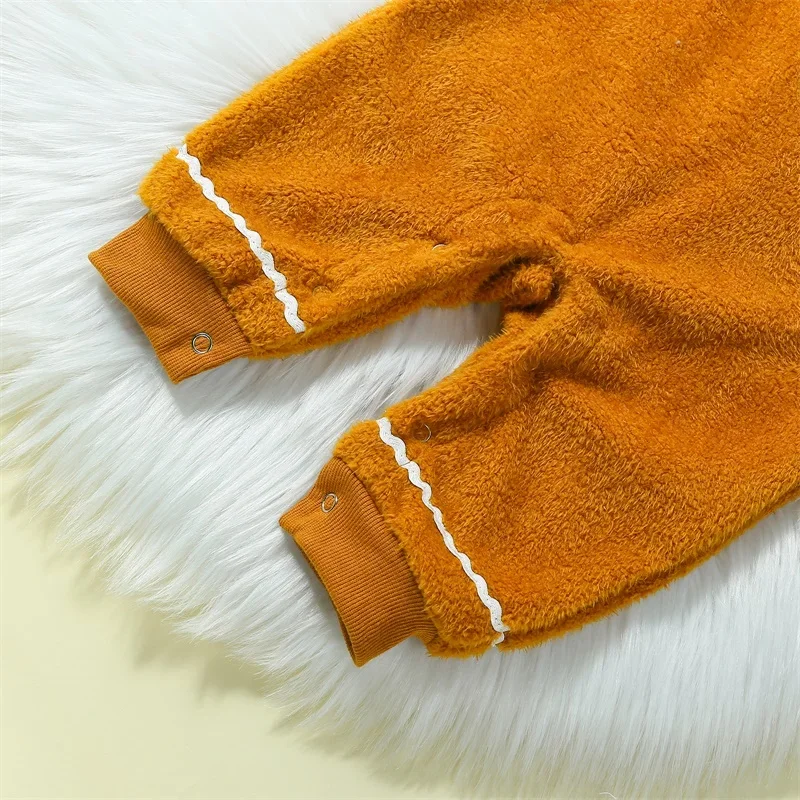 Infant Baby Christmas Fuzzy Jumpsuit Gingerbread Man Cute Hooded Romper Outfit Clothes Cosplay Costume