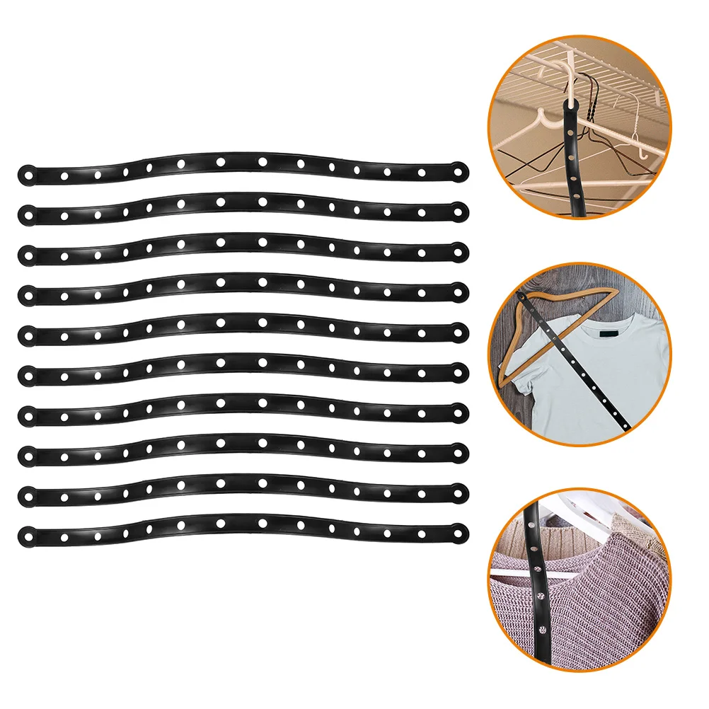 

10 Pcs Hanger Connector Strips Black Plastic Display Clothes Hanging Retail Saving Space Classic Simple Design