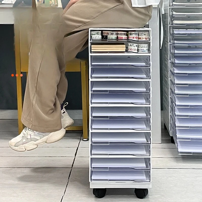 Plastic Multi-Tier Drawer Organizer A4 File Cabinet Office Storage Box Desktop Document Holder Foldable Storage Box Sorting
