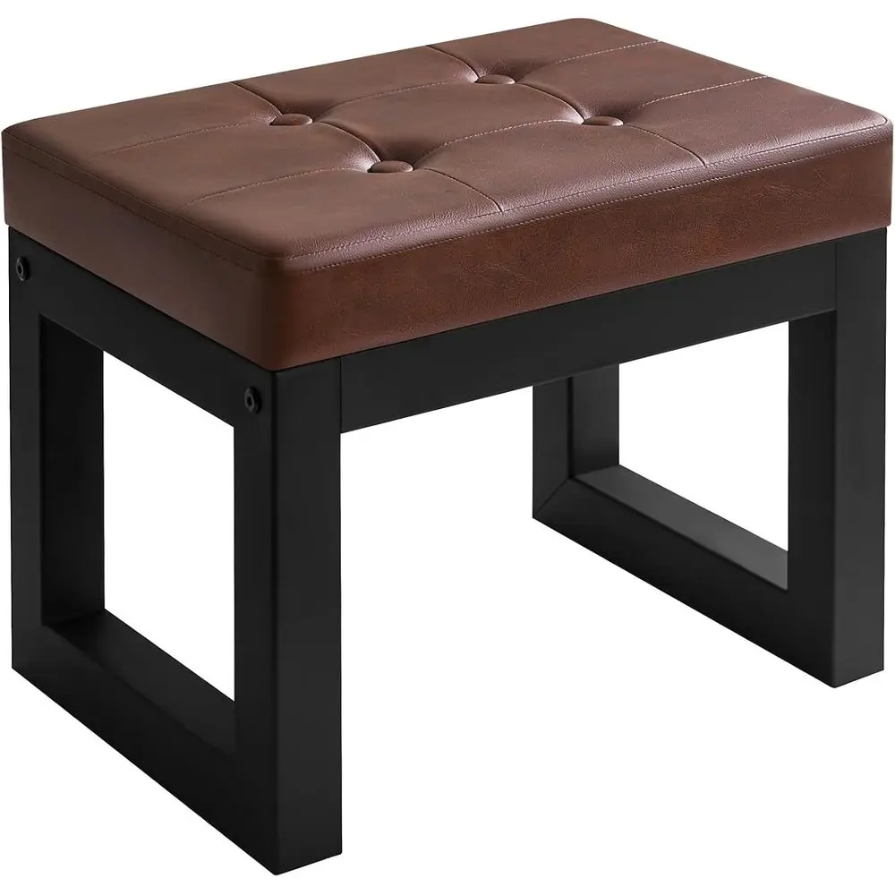 

16 Inch Small oot Stool Ottoman, RecPU aux Leather oot Rest with Padded Seat and Metal Legs, ern Ottoman oot Rest or Living Room