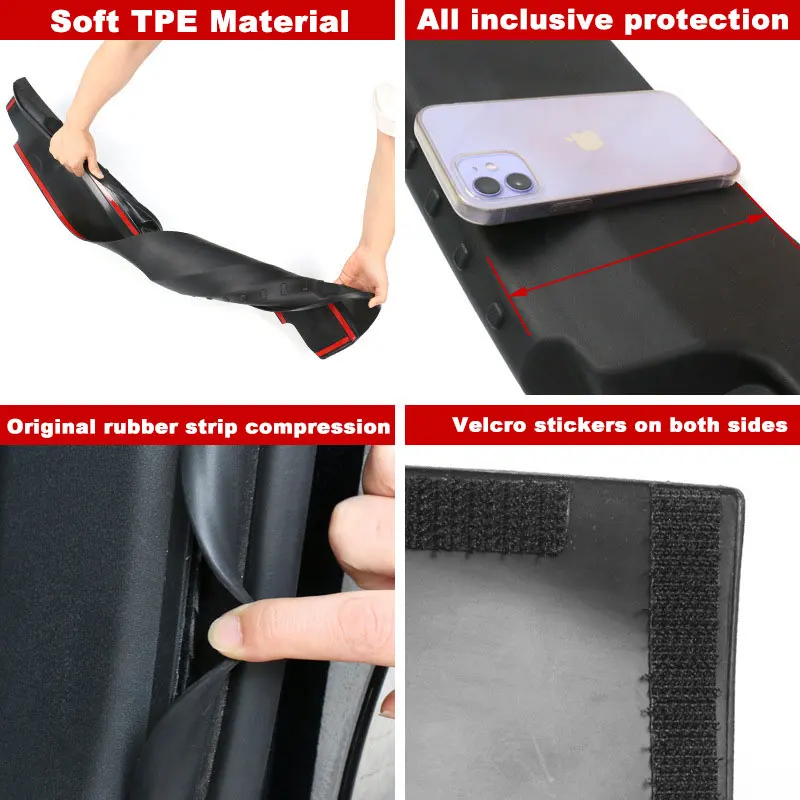 Trunk Sill Plate Protector For Tesla Model 3 TPE Rubber Boot Loading Guards Cover + ABS Sides Bar Fender