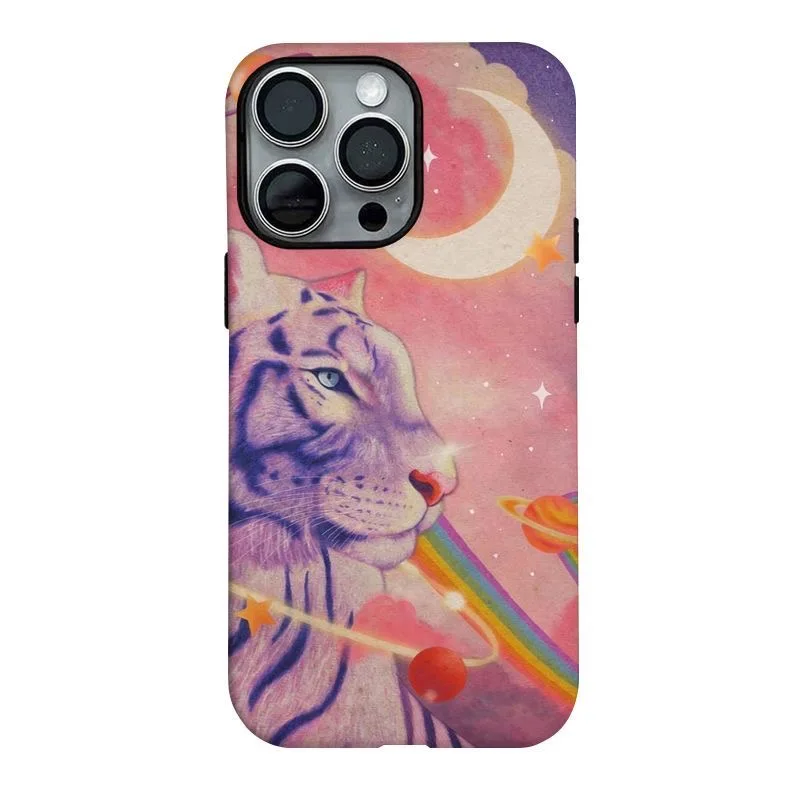 Pink Starry Sky Tiger Case for IPHONE 17Air 16ProMax 15 14Plus 13 12mini 11 PRO Plus XR XS SE Acrylic TPU Two in One Phone Cases