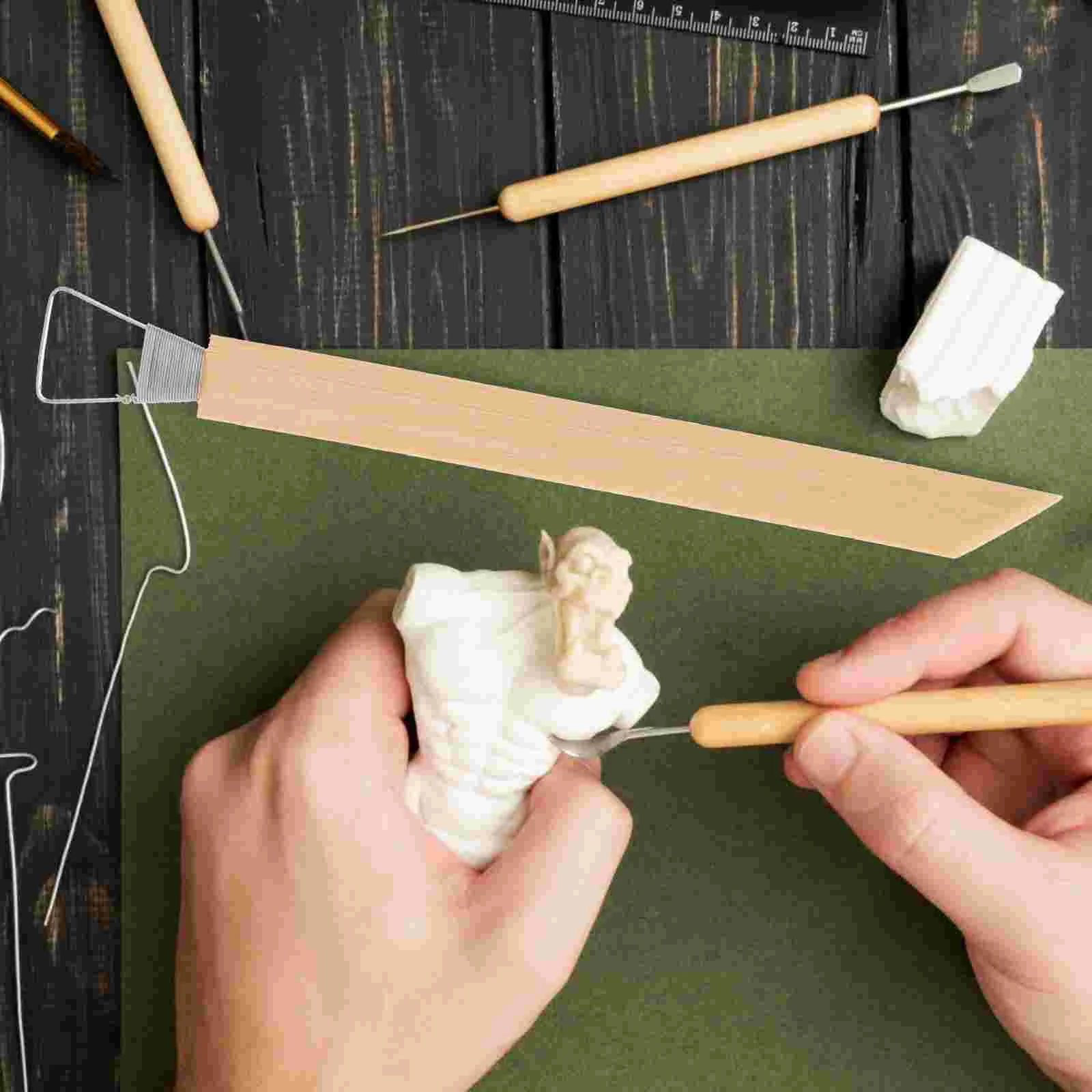 Air Clay Bamboo Scraper Sculpting Pottery Carving Tools Trimming Knife Ceramics Modeling Wax Handle Making