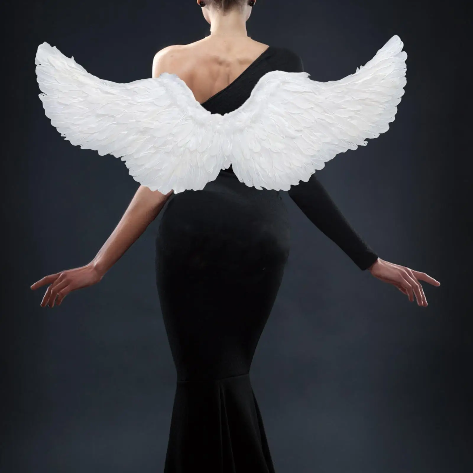 Children Halloween Feather Angel Wings 31.5x15.7inch Lifelike for Photoshoot White