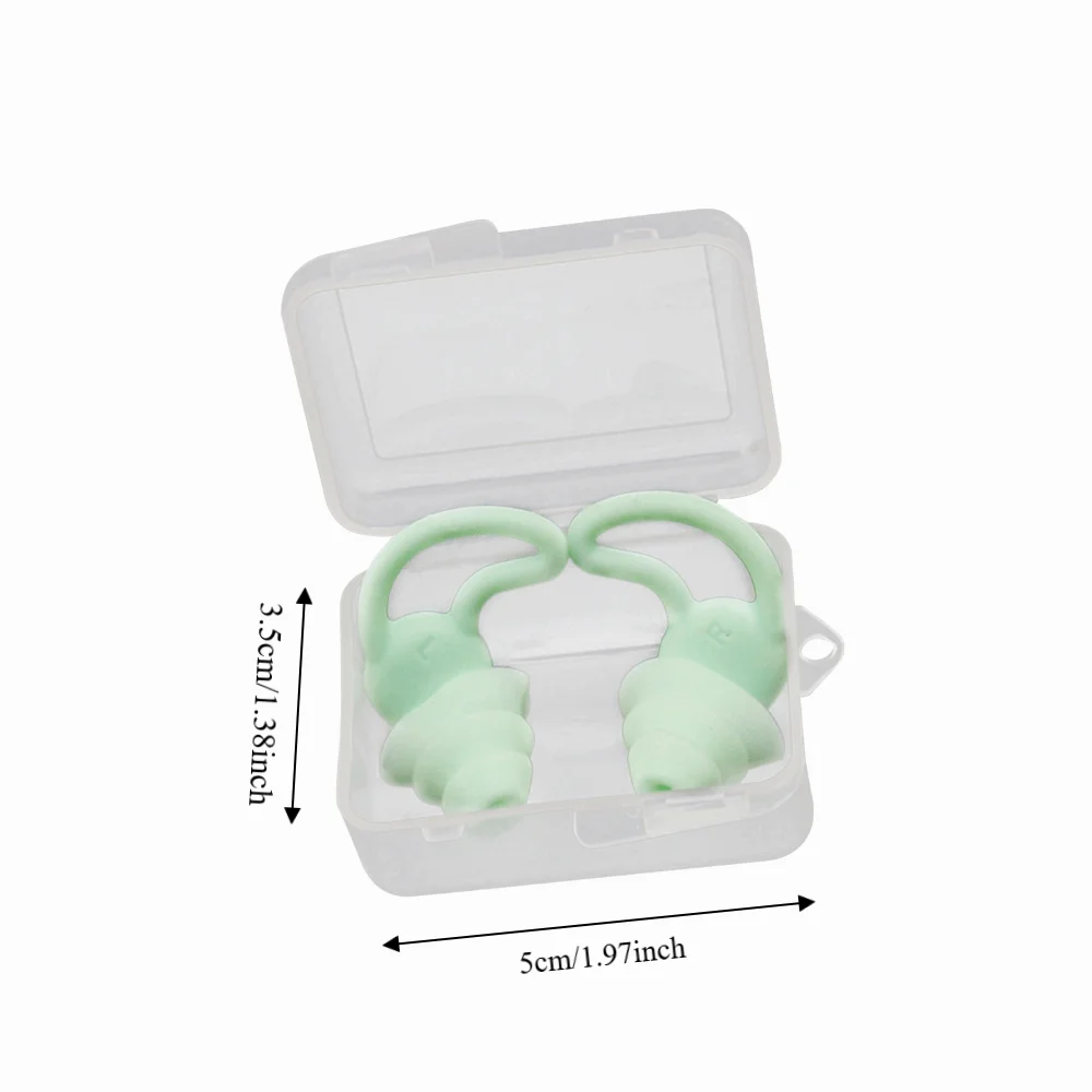 A Pair Green appearance Silicone Earplug Shark fin shape Three-layer structure Noise Reduction Plug Soft silicone material