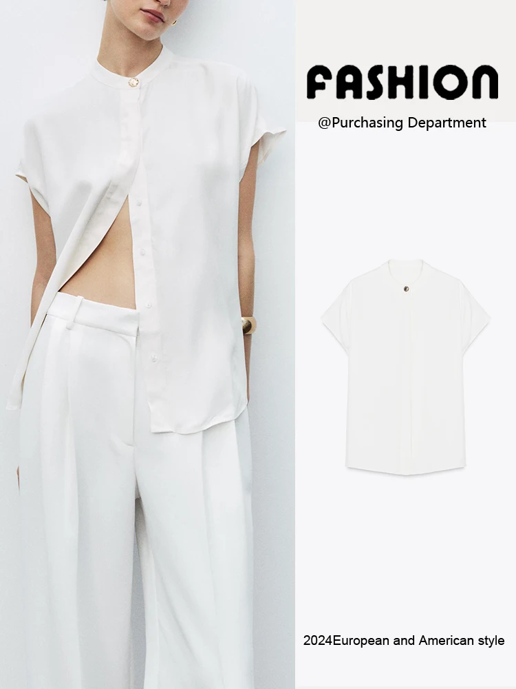 New Summer Women's Casual irt Pleated Drapey ort Sve round Ne Simple Commute Sle Top Quali Fabric Other 00%