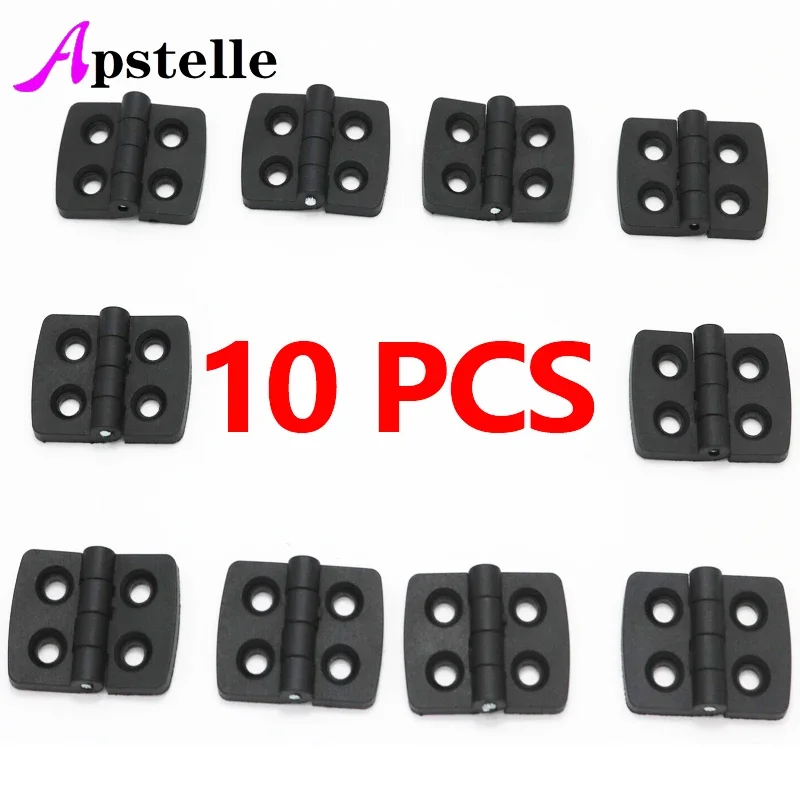 Apstelle 10PCS  Small Hinges Black Mini Plastic Door Bearing Butt Cabinet Drawer Jewellery Box ABS Hinge For Furniture Hardware image 2