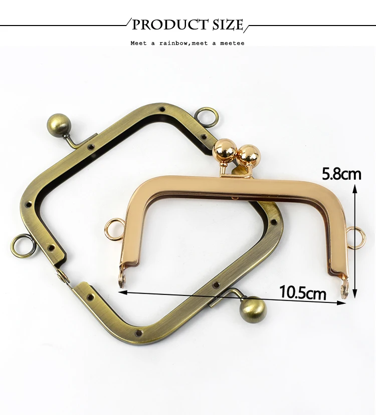 Deepeel 1/2/4Pcs 10.5cm Metal Square Purse Frame Sew in Kiss Lock Clasps for Crochet Bag Wallet Coin Purses DIY Sewing Supplies