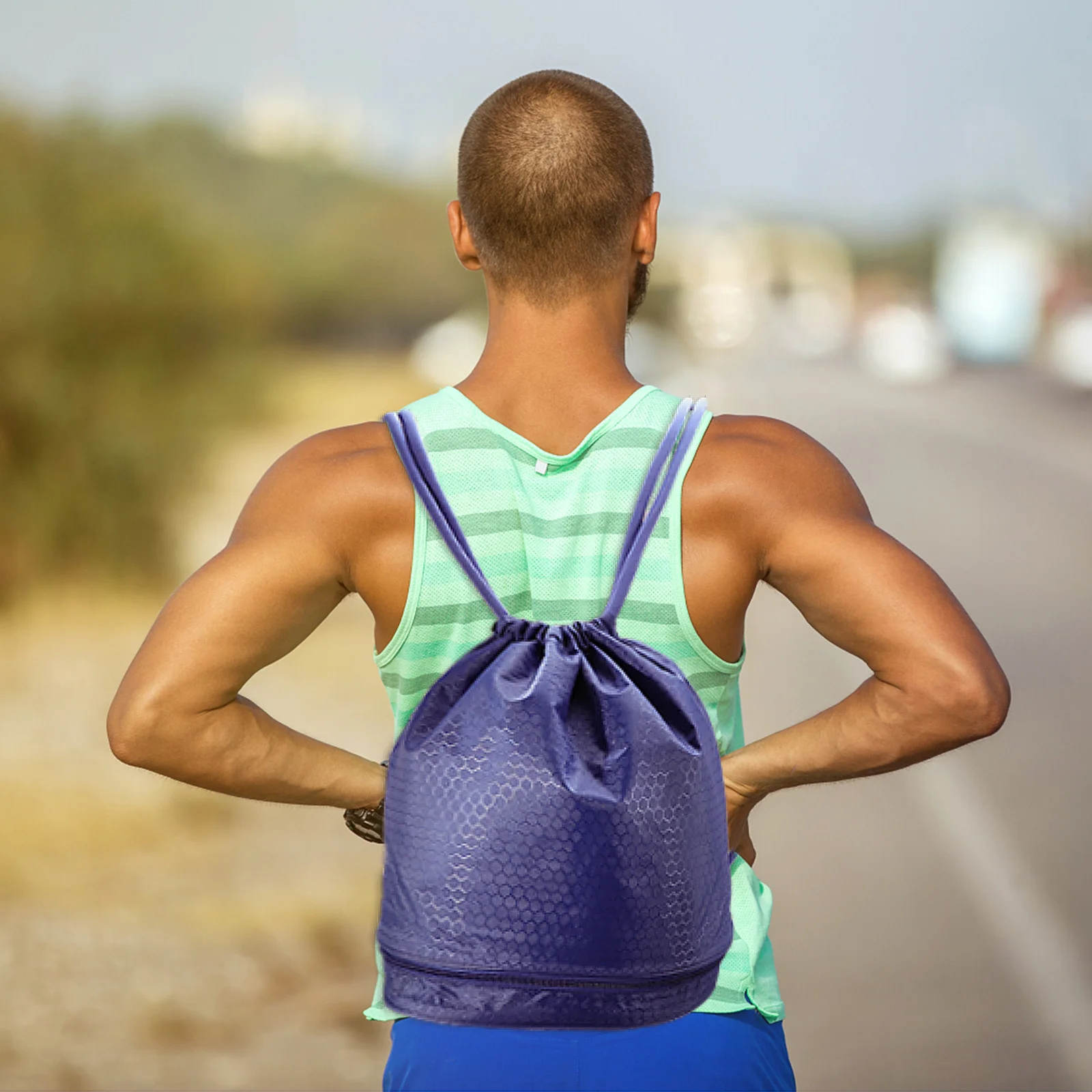 1Pcs Swimming Backpack Waterproof Dry Wet Separated Drawstring Bag Large Capacity Lightweight Multipurpose Pack Sack for Sports