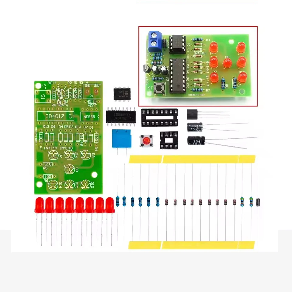 CD4017 5mm Red LED 4.5-5V Operating Voltage NE555 Electronic Dice DIY Kit - Display with 4.5-5V Operating Voltage