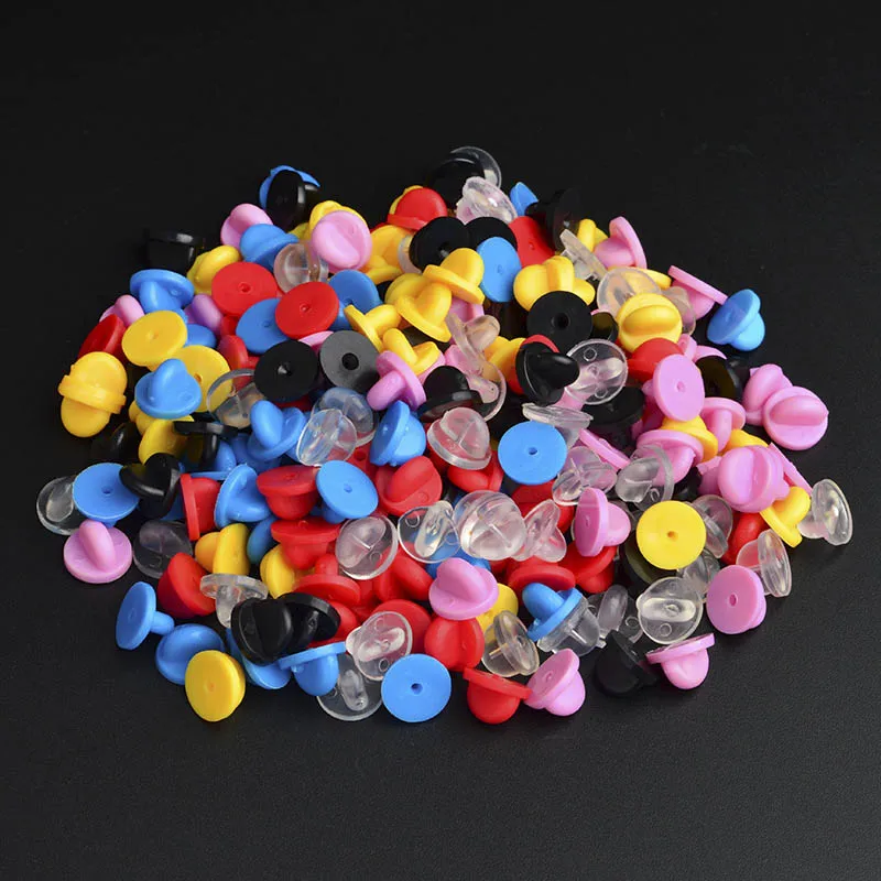 50pcs Colorful Rubber Butterfly Clasp Pin Back Brooch Clutch Care Cap Nail Tie Back Stoppers Squeeze Badge Holder Jewelry Making