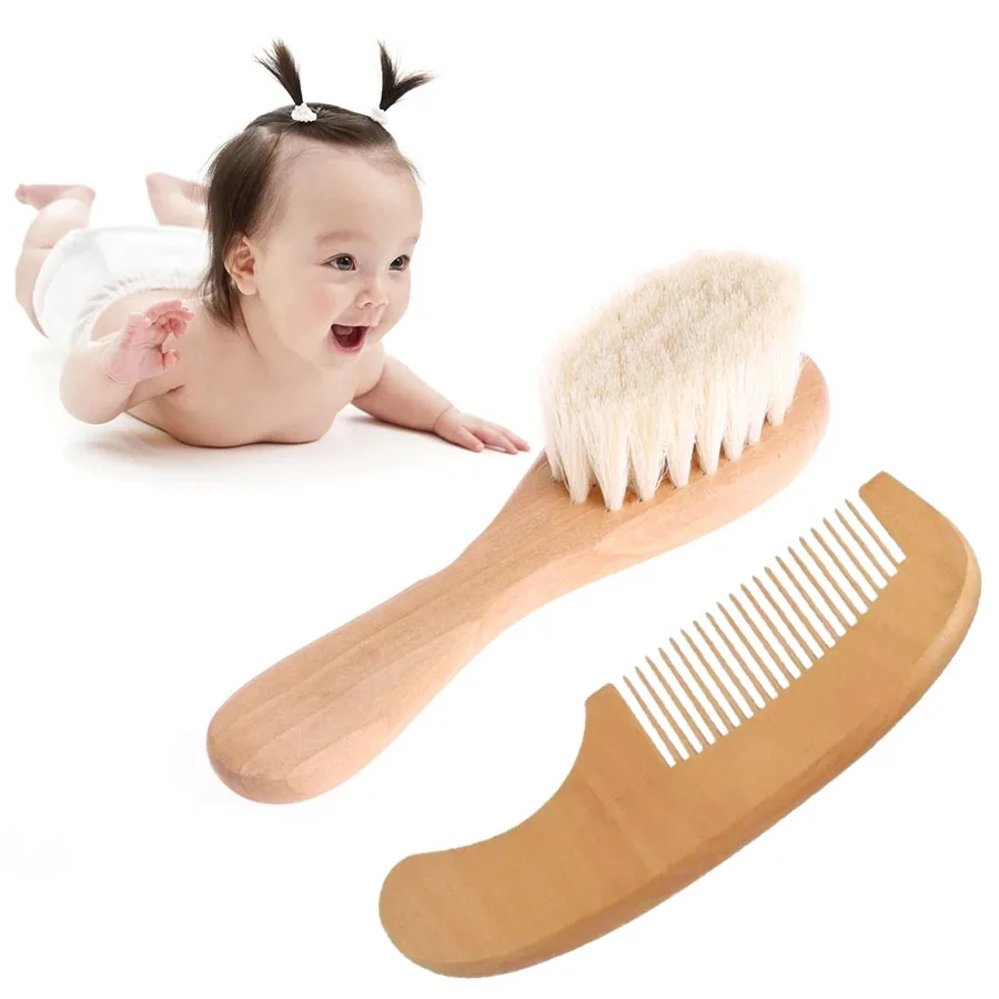 Baby Wood Brush Comb Beech Soft Wool Newborn Comb for Head Massager Baby Cleaning Shower Pure Natur Hairbrush Baby Care