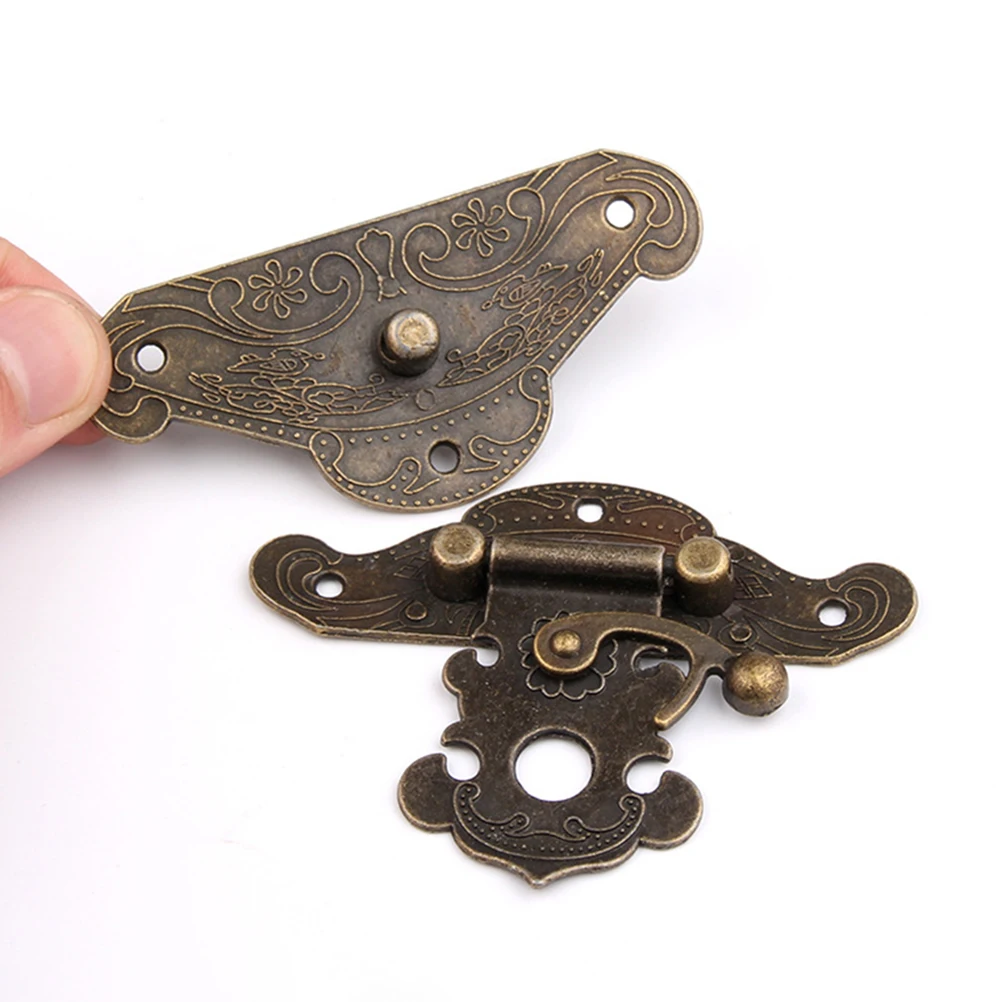 

10 Sets Zinc Alloy Latch Buckles Durable Cabinet Locks Jewelry Wooden Boxes Replacement Hardware Decorative Hooks Fasteners