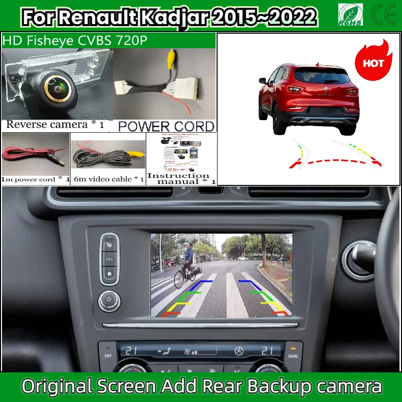 

Rear View Camera For Renault Kadjar 2015~2022 OEM Screen Add Backup Reverse Camera HD Night Vision