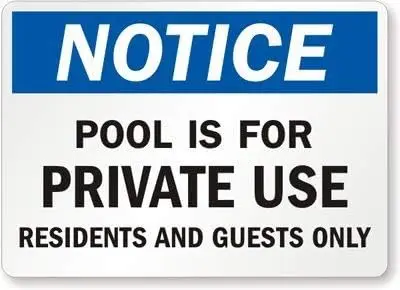 Unoopler Notice, Pool is for Private Use Residents and Guests Only Metal Sign, Metal Sign, 8